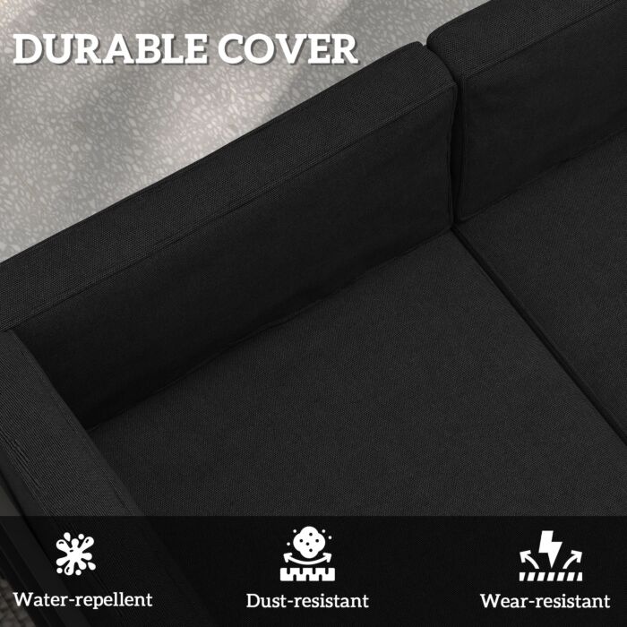 Outsunny Replacement Cushions For Rattan Furniture, 14 Piece Outdoor Seat Cushion Pad For Patio Conversation Set, 7 Seat Cushions And 7 Back Cushions, Black