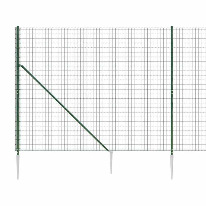 Vidaxl Wire Mesh Fence With Spike Anchors Green 2.2x25 M