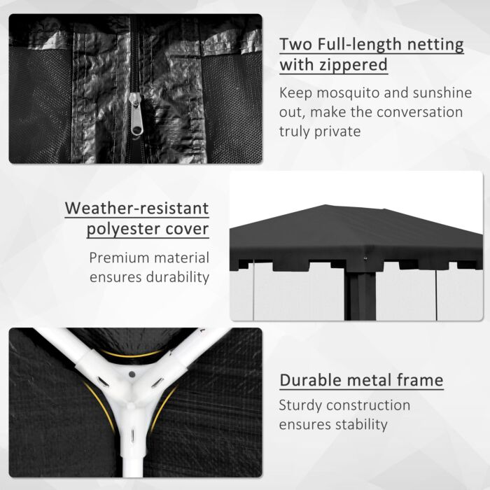 Outsunny 4 X 3 M Party Tent Wedding Gazebo Outdoor Waterproof Pe Canopy Shade With Panel