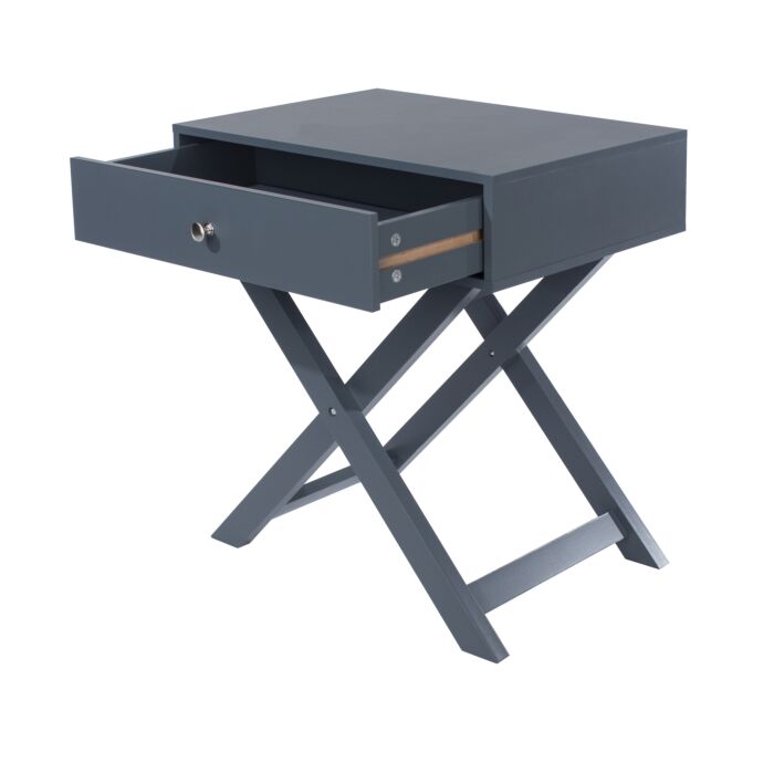 Painted Blue X Leg 1 Drawer Petite Bedside Cabinet