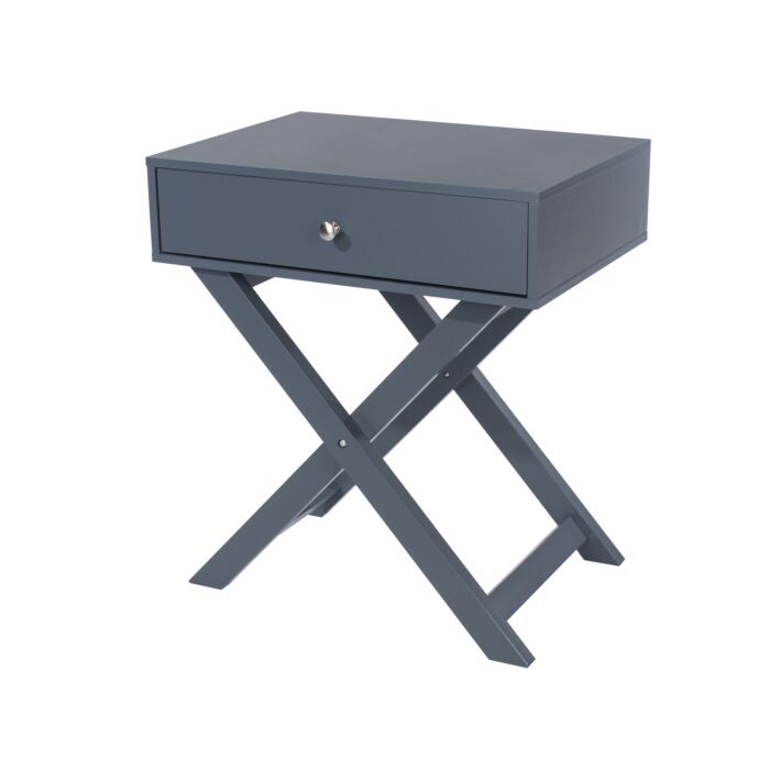 Painted Blue X Leg 1 Drawer Petite Bedside Cabinet
