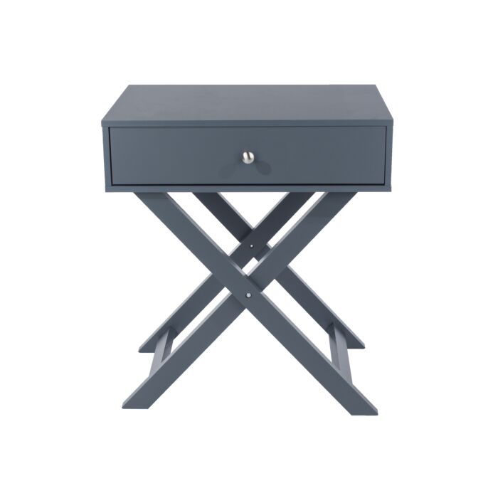 Painted Blue X Leg 1 Drawer Petite Bedside Cabinet