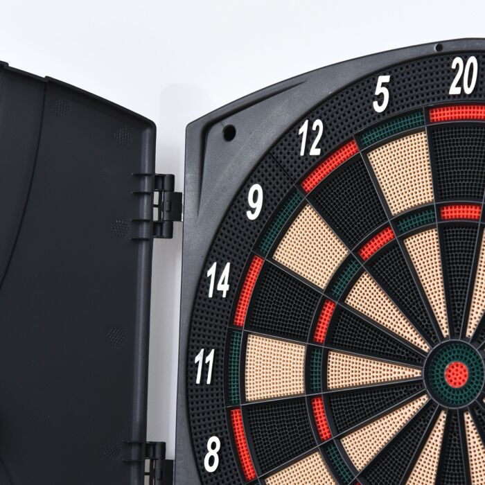 Homcom Electronic Dartboard Set 26 Games And 185 Variations With 6 Darts And Cabinet To Stroage Multi-game Option Ready-to-play