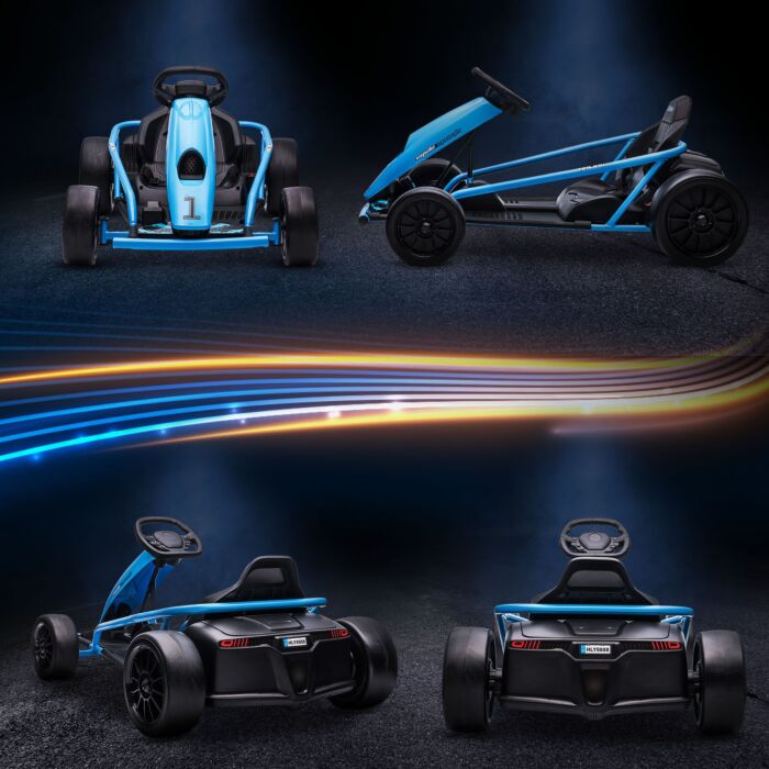 Homcom 24v Electric Go Kart For Kids, Drift Ride-on Racing Go Kart With 2 Speeds, For Boys Girls Aged 8-12 Years Old, Blue