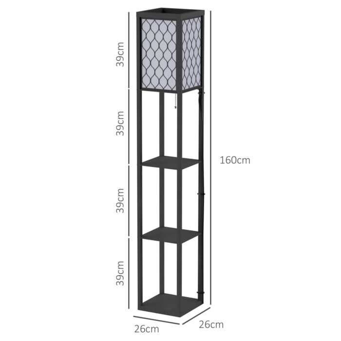 Homcom Shelf Floor Lamp Modern Standing Lamp For Living Room Light With 4-tier Open Shelves Large Storage Display