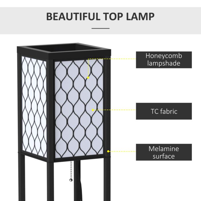 Homcom Shelf Floor Lamp Modern Standing Lamp For Living Room Light With 4-tier Open Shelves Large Storage Display