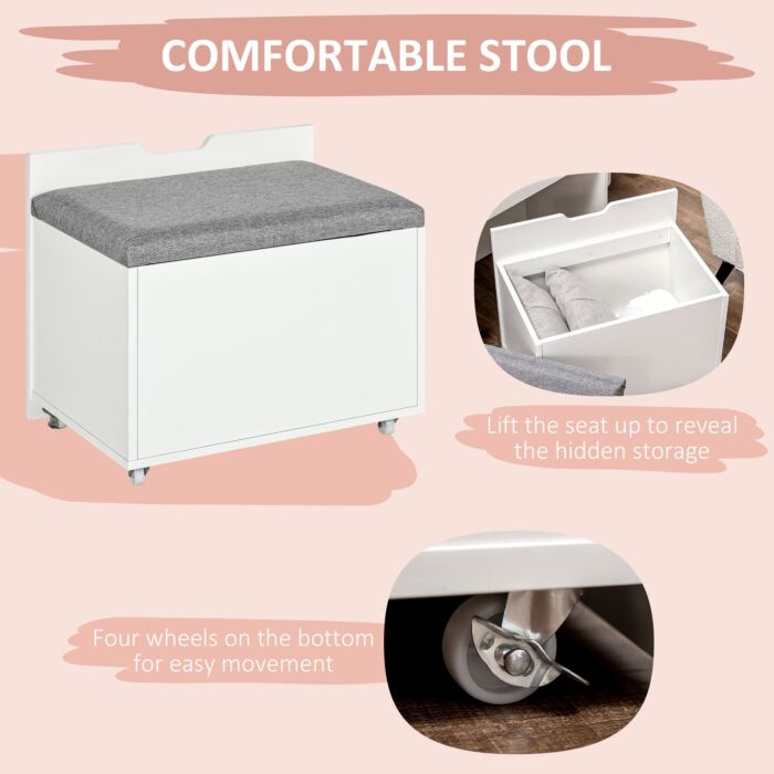 Homcom Dressing Table With Flip-up Mirror And Storage Stool, Vanity Table With Drawer And Hidden Compartments, White