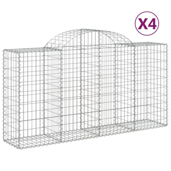 Vidaxl Arched Gabion Baskets 4 Pcs 200x50x100/120 Cm Galvanised Iron