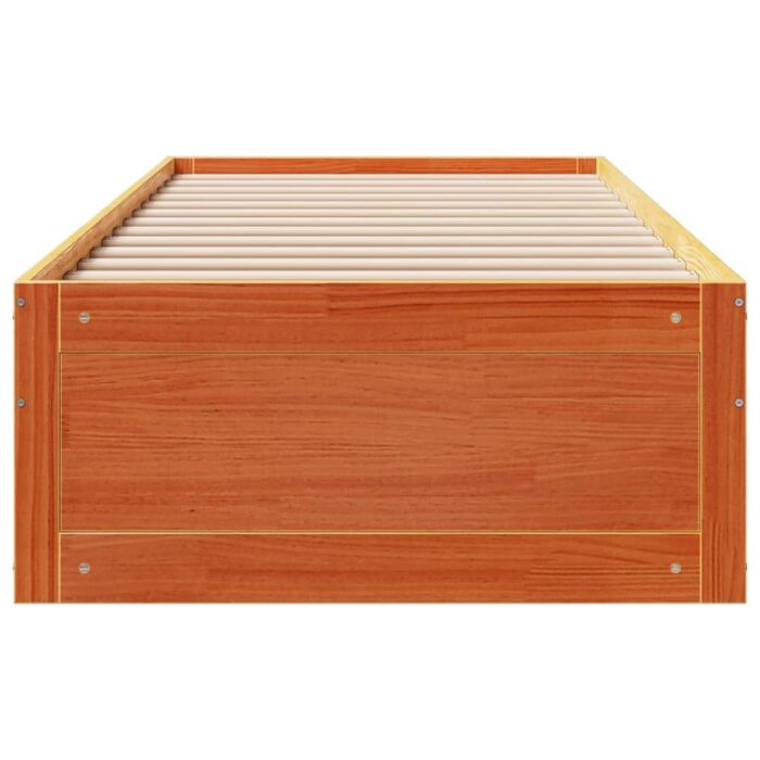Vidaxl Bed Frame Without Mattress With Drawers Wax Brown 90x200 Cm Solid Wood Pine