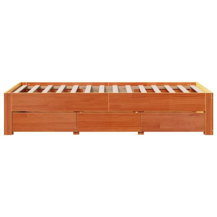 Vidaxl Bed Frame Without Mattress With Drawers Wax Brown 90x200 Cm Solid Wood Pine