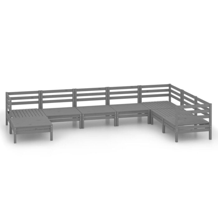 Vidaxl 8 Piece Garden Lounge Set Solid Wood Pine Grey