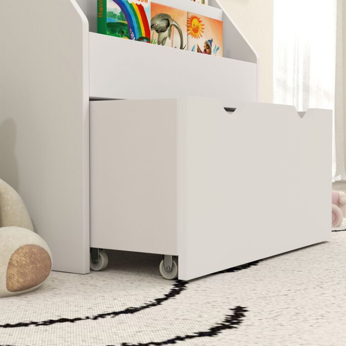 Aiyaplay Bookcase For Kids With Shelves, Drawer, Bookcase, White