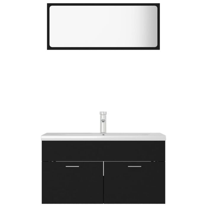Vidaxl Bathroom Furniture Set Black Engineered Wood