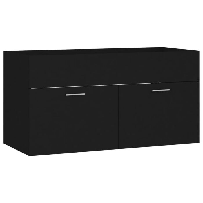 Vidaxl Bathroom Furniture Set Black Engineered Wood