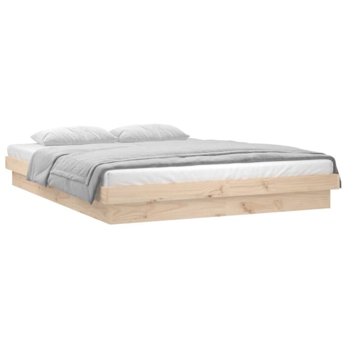 Vidaxl Led Bed Frame 200x200 Cm Solid Wood