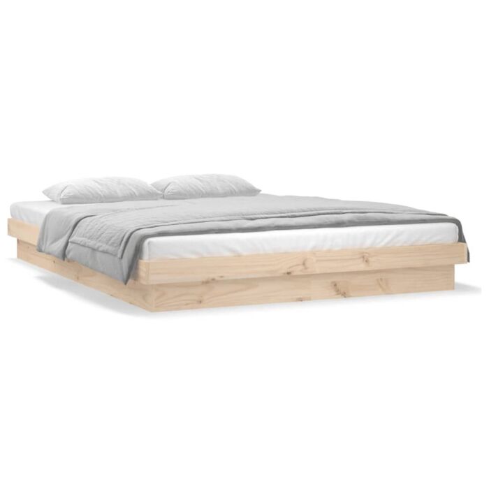 Vidaxl Led Bed Frame 200x200 Cm Solid Wood