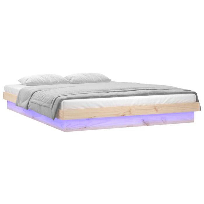 Vidaxl Led Bed Frame 200x200 Cm Solid Wood
