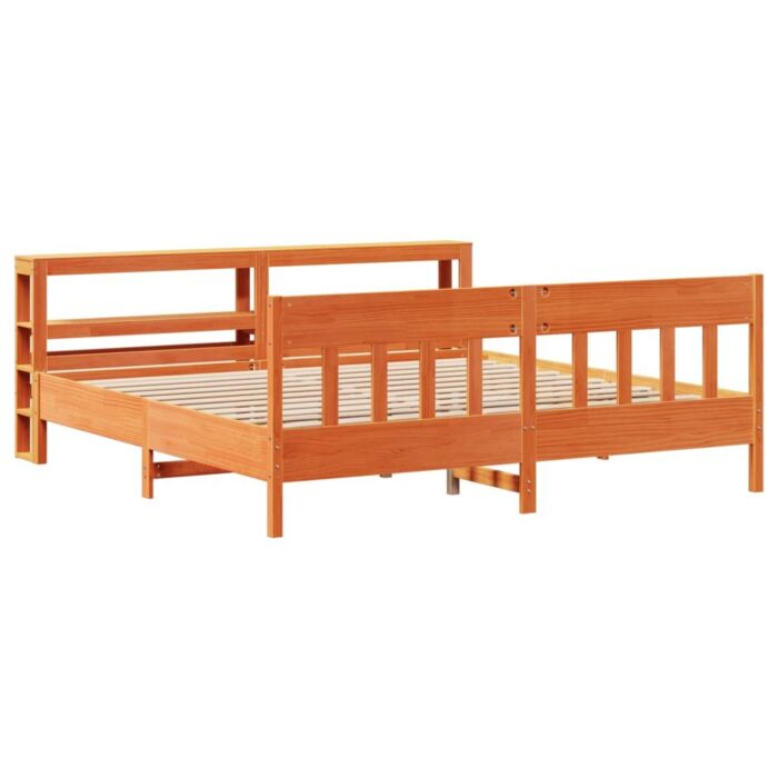 Vidaxl Bed Frame With Headboard Wax Brown 200x200 Cm Solid Wood Pine