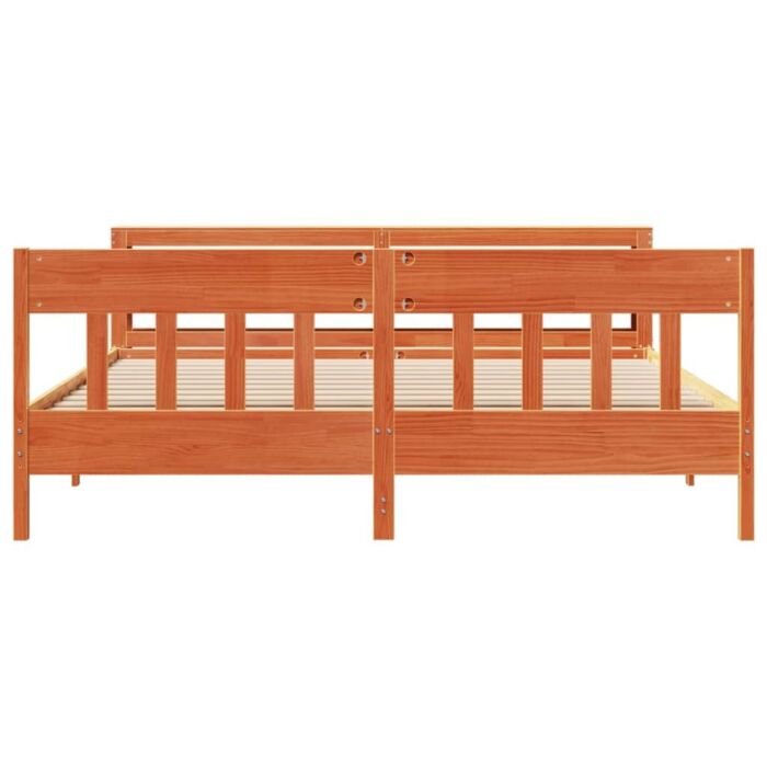 Vidaxl Bed Frame With Headboard Wax Brown 200x200 Cm Solid Wood Pine