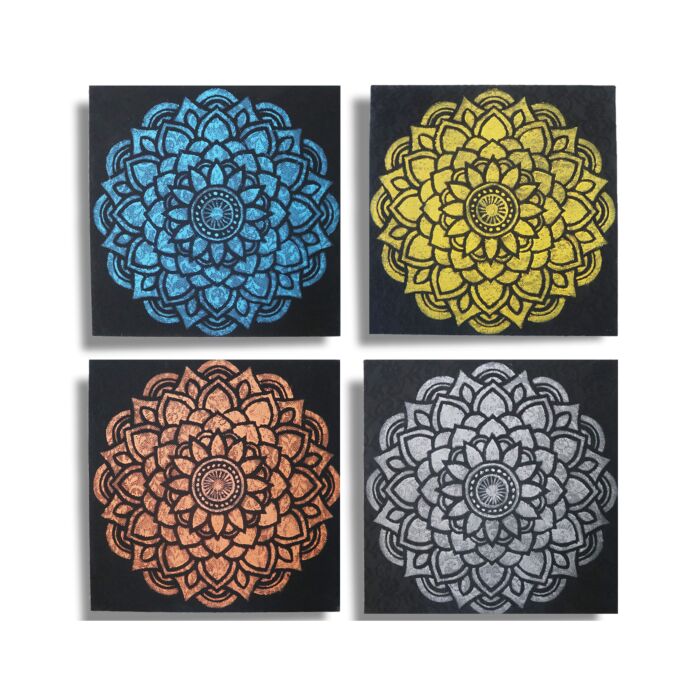 Set Of 4 Mandala Brocade Detail 30x30cm