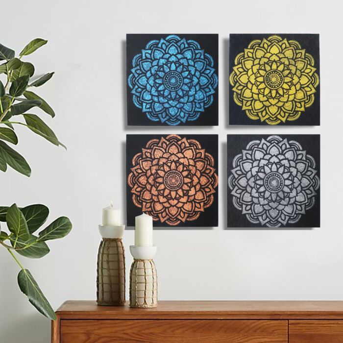 Set Of 4 Mandala Brocade Detail 30x30cm