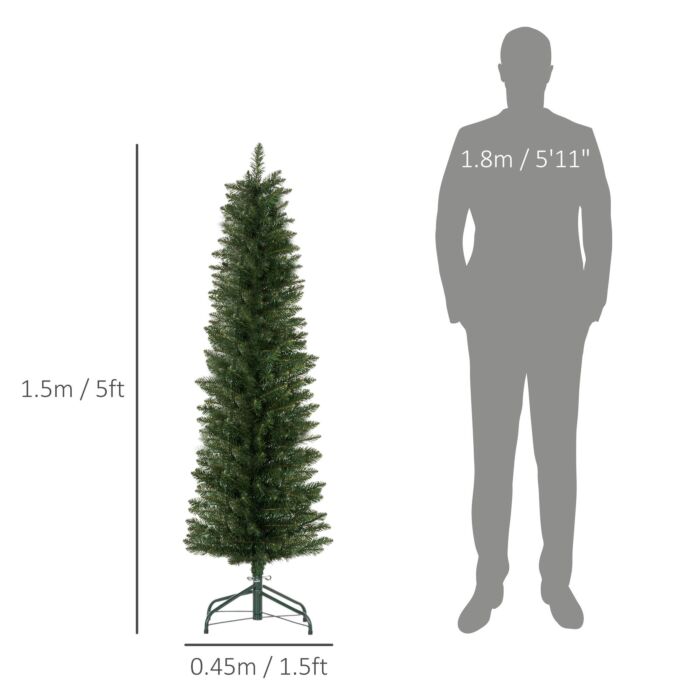 Homcom 5ft Artificial Bare Pencil Christmas Tree - Green