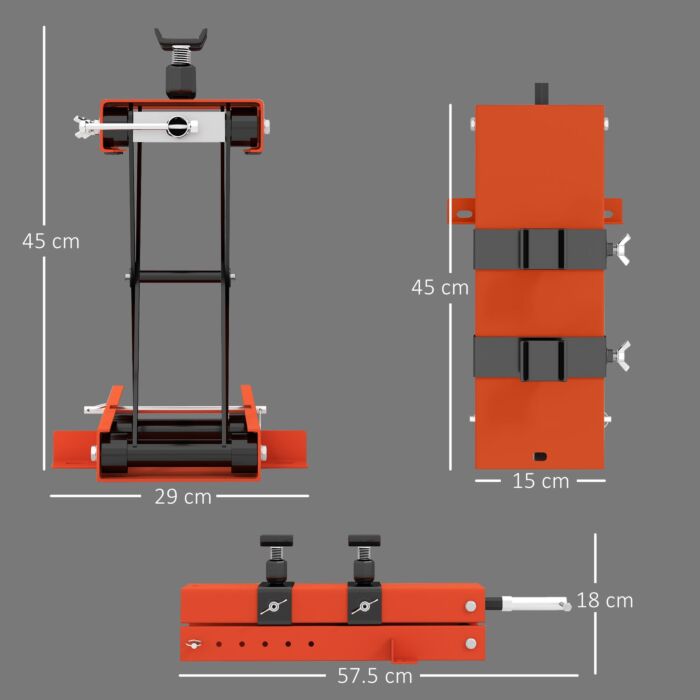 Homcom 500 Kg Motorcycle Scissor Lift Jack, Heavy Duty Steel Adjustable Motorbike Lifting Hoist Stand With Safety Pin, Foldable Lifter For Dirt Bike Repair Maintenance, 45x15 Cm Large Platform, Orange