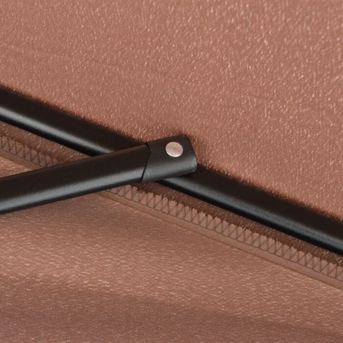 Outsunny 2.3m Patio Semi Round Half Parasol Umbrella With Metal Frame Crank Handle For Balcony- No Base Included, Brown