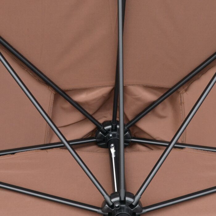 Outsunny 2.3m Patio Semi Round Half Parasol Umbrella With Metal Frame Crank Handle For Balcony- No Base Included, Brown