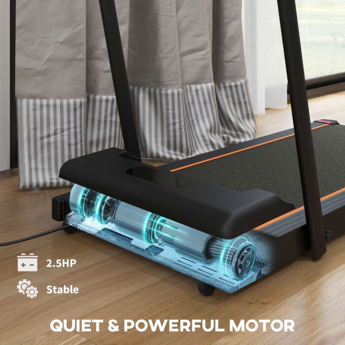 Sportnow 2.5hp Walking Pad, 1-6km/h Folding Treadmill With Remote Control And Led Display For Home Gym Office, Orange