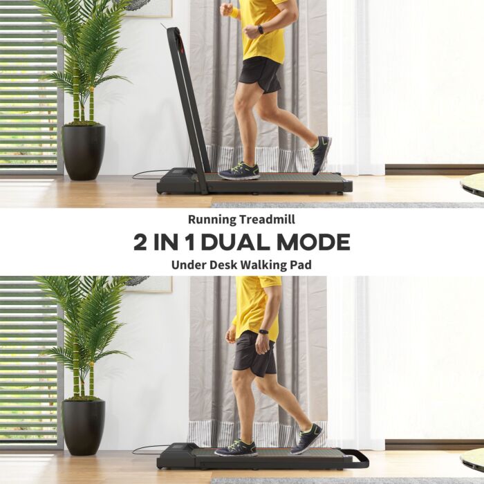 Sportnow 2.5hp Walking Pad, 1-6km/h Folding Treadmill With Remote Control And Led Display For Home Gym Office, Orange
