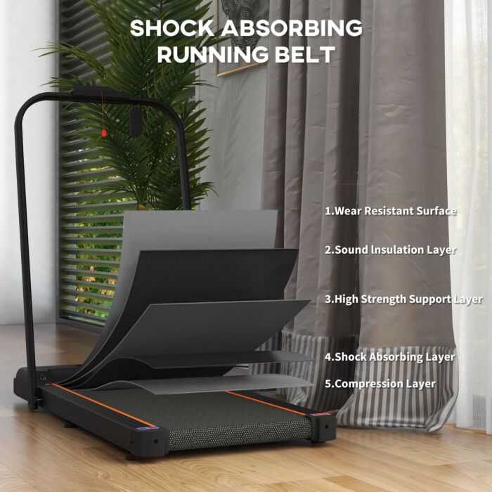 Sportnow 2.5hp Walking Pad, 1-6km/h Folding Treadmill With Remote Control And Led Display For Home Gym Office, Orange