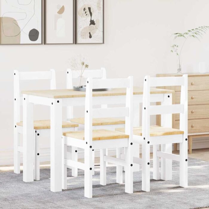 Vidaxl 5 Piece Dining Set Panama White Solid Wood Pine