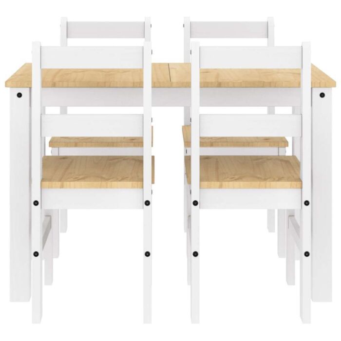 Vidaxl 5 Piece Dining Set Panama White Solid Wood Pine