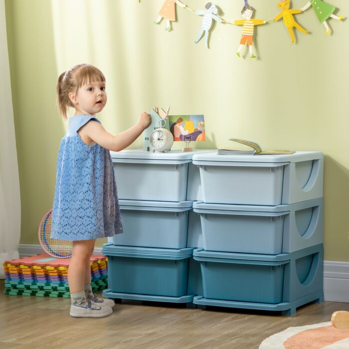 Homcom Kids Storage Unit, With Six Drawers - Blue
