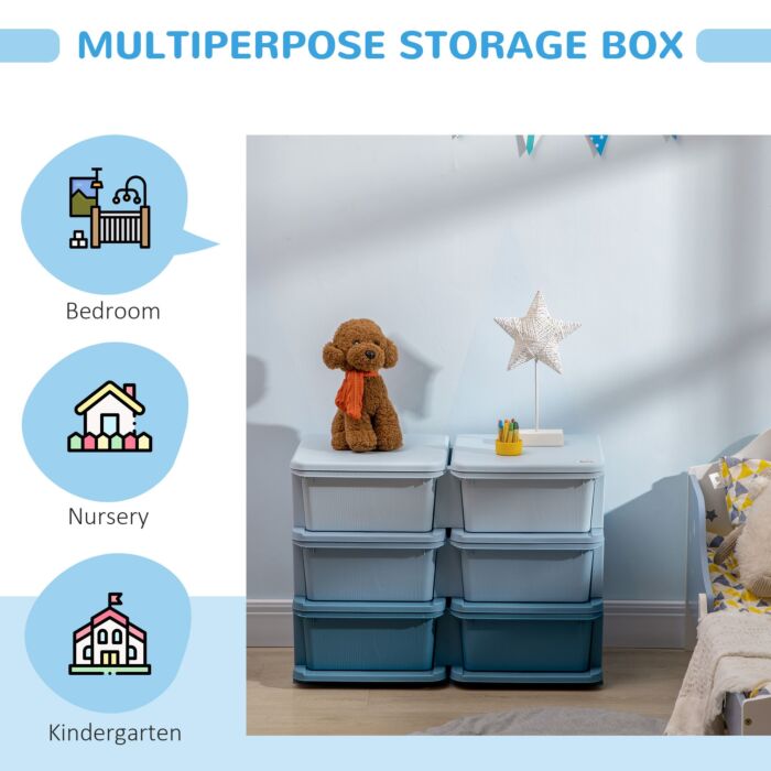 Homcom Kids Storage Unit, With Six Drawers - Blue