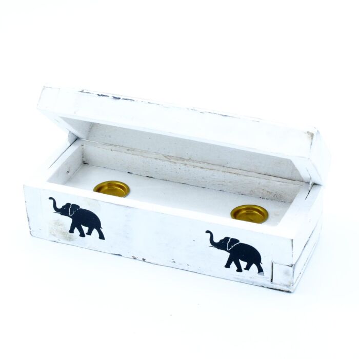 White Washed Incense Holder - Cone Smoke Box 15 Cm
