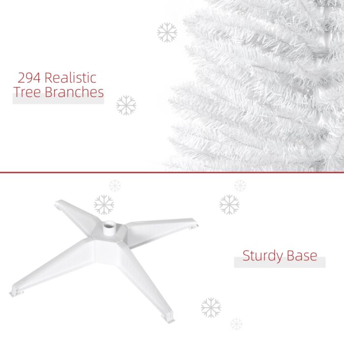 Homcom 5t Artificial Pine Pencil Slim Tall Christmas Tree With Branch Tips Xmas Holiday Décor With Stand White