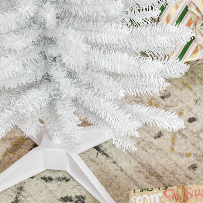 Homcom 5t Artificial Pine Pencil Slim Tall Christmas Tree With Branch Tips Xmas Holiday Décor With Stand White