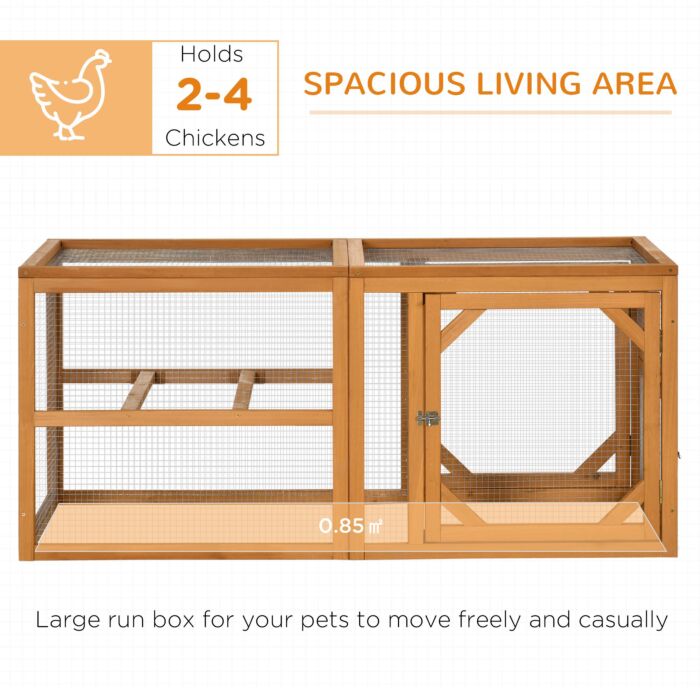 Pawhut Wooden Chicken Coop With Perches, Doors, Combinable Design, For 2-4 Chickens - Natural Wood Colour