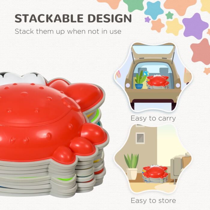 Zonekiz 9pcs Kids Stepping Stones With Tpe Anti-slip Edge, Crab-shaped Balance River Stones, Obstacle Courses, Stackable