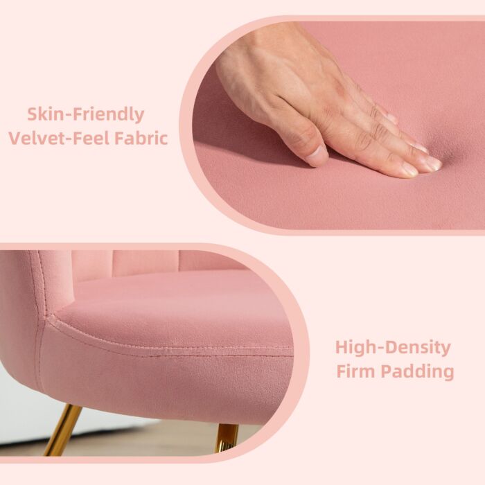 Homcom Velvet-feel Lotus Petal Accent Chair - Pink