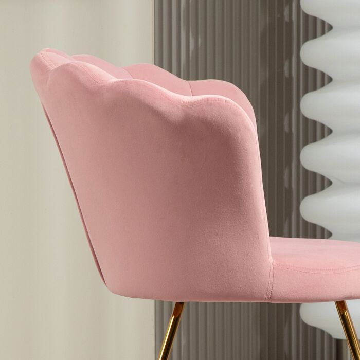Homcom Velvet-feel Lotus Petal Accent Chair - Pink