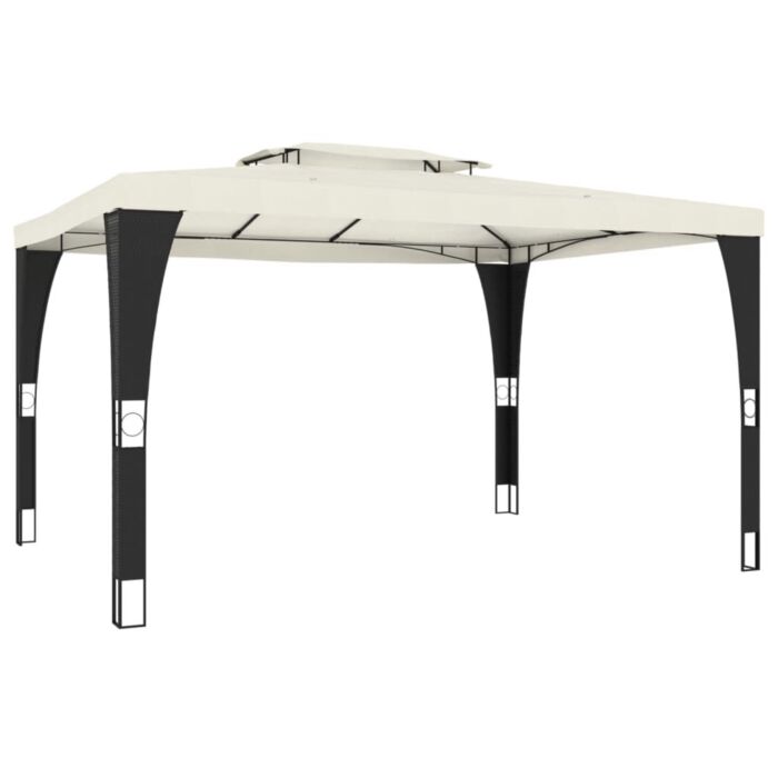 Vidaxl Gazebo With Double Roof Cream 3.98x2.98 M Steel