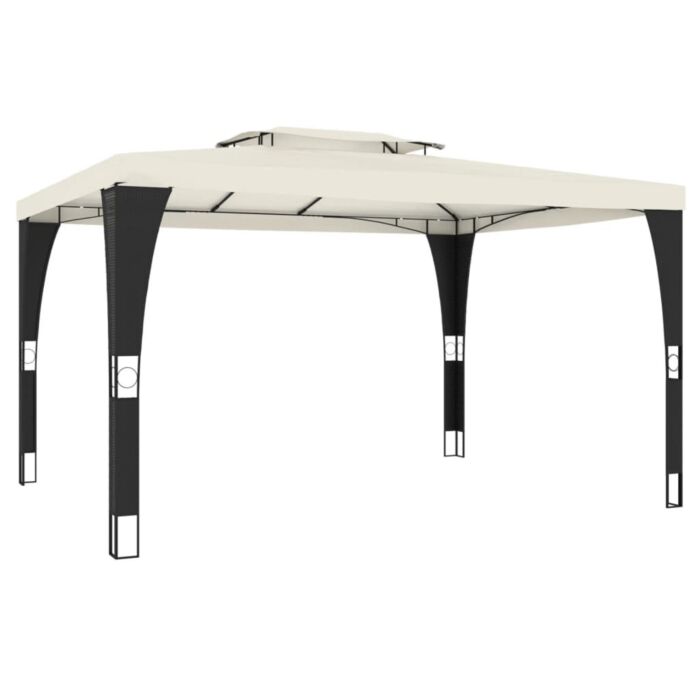 Vidaxl Gazebo With Double Roof Cream 3.98x2.98 M Steel