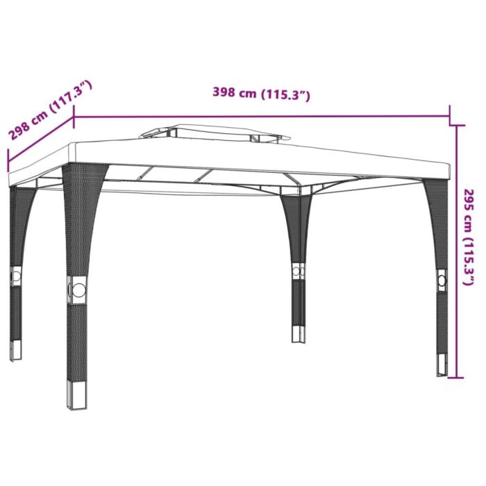 Vidaxl Gazebo With Double Roof Cream 3.98x2.98 M Steel