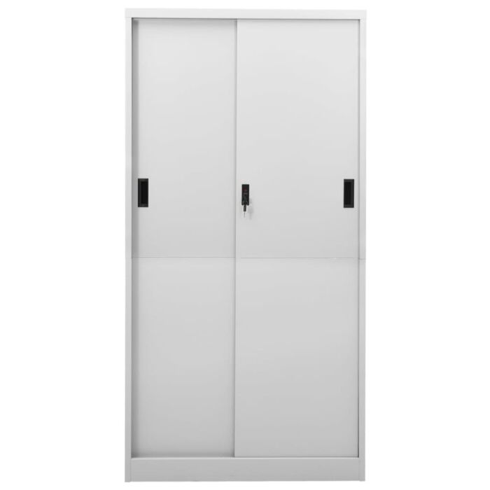 Vidaxl Office Cabinet With Sliding Door Light Grey 90x40x180 Cm Steel