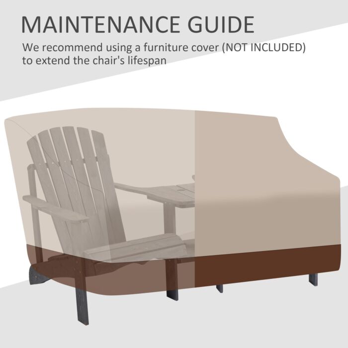 Outsunny Wooden Outdoor Double Adirondack Chairs Loveseat W/ Center Table And Umbrella Hole Grey
