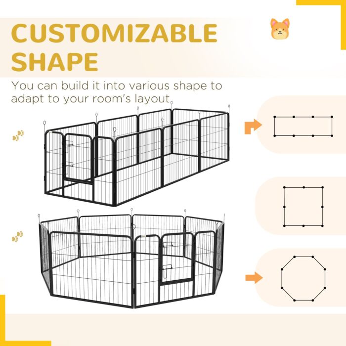 Pawhut Steel 8 Panel Dog Pen Pet Puppy Playpen Black