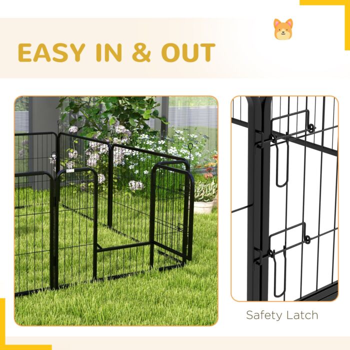 Pawhut Steel 8 Panel Dog Pen Pet Puppy Playpen Black